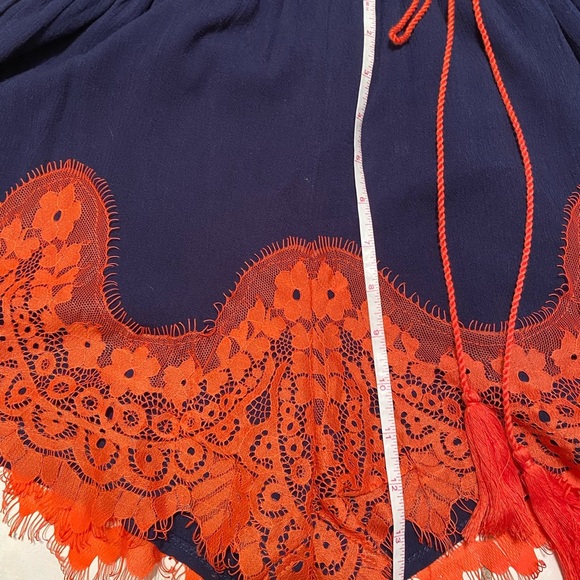 - Umgee romper. Navy Blue with lace orange, Size M, 3/4 sleeves. - Picture 10 of 11